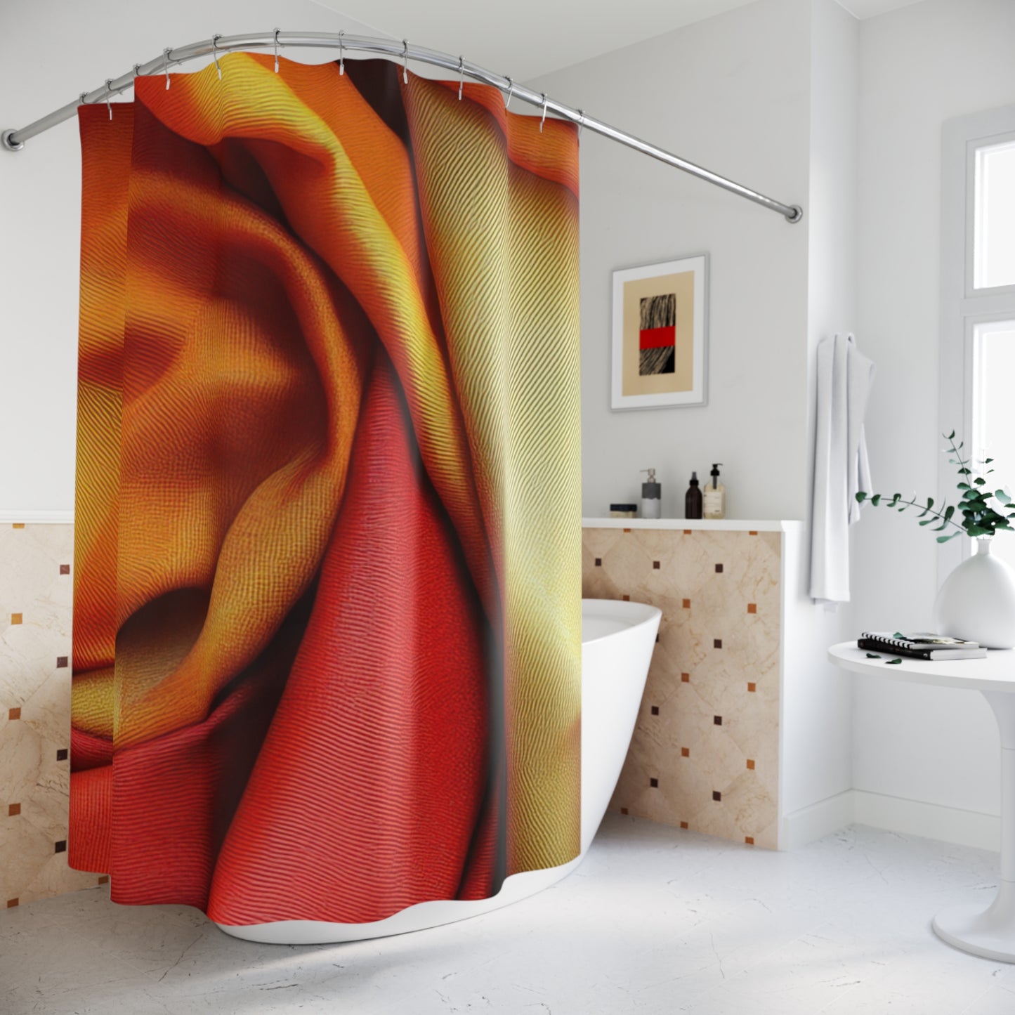 Vibrant Floral Shower Curtain, Bathroom Decor, Modern Home Accessory, Gift for Her, Boho Style Shower Decor