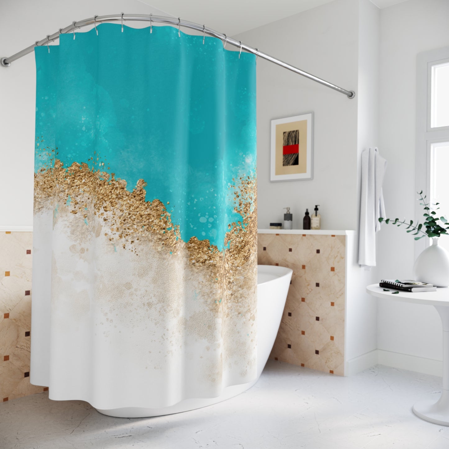 Coastal Vibes Shower Curtain | Beach Decor, Bathroom Accessory, Nautical Theme, Ocean Inspired, Summer Home Decor