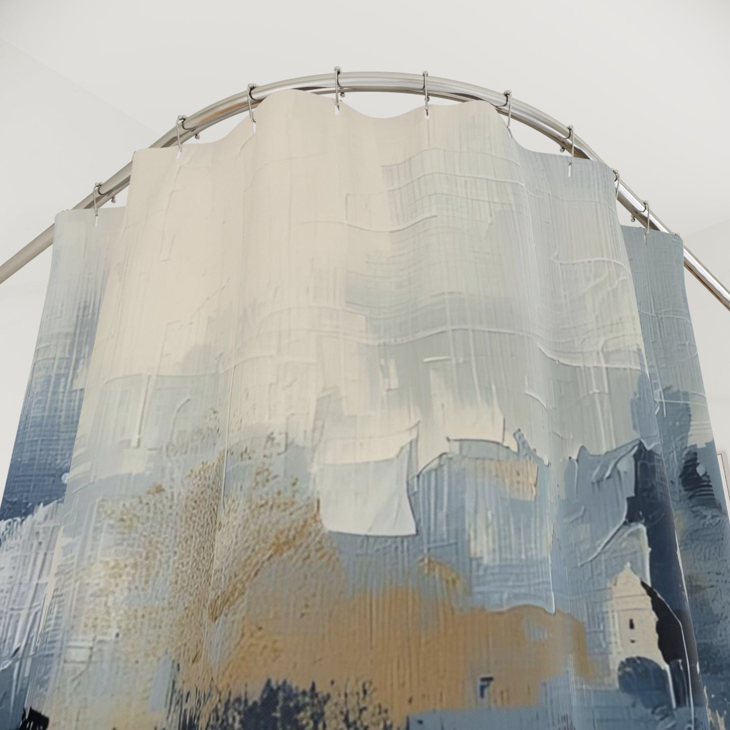 Elegant Abstract Shower Curtain, Modern Bathroom Decor, Soft Blue Design, Home Spa Upgrade, Gift for New Home