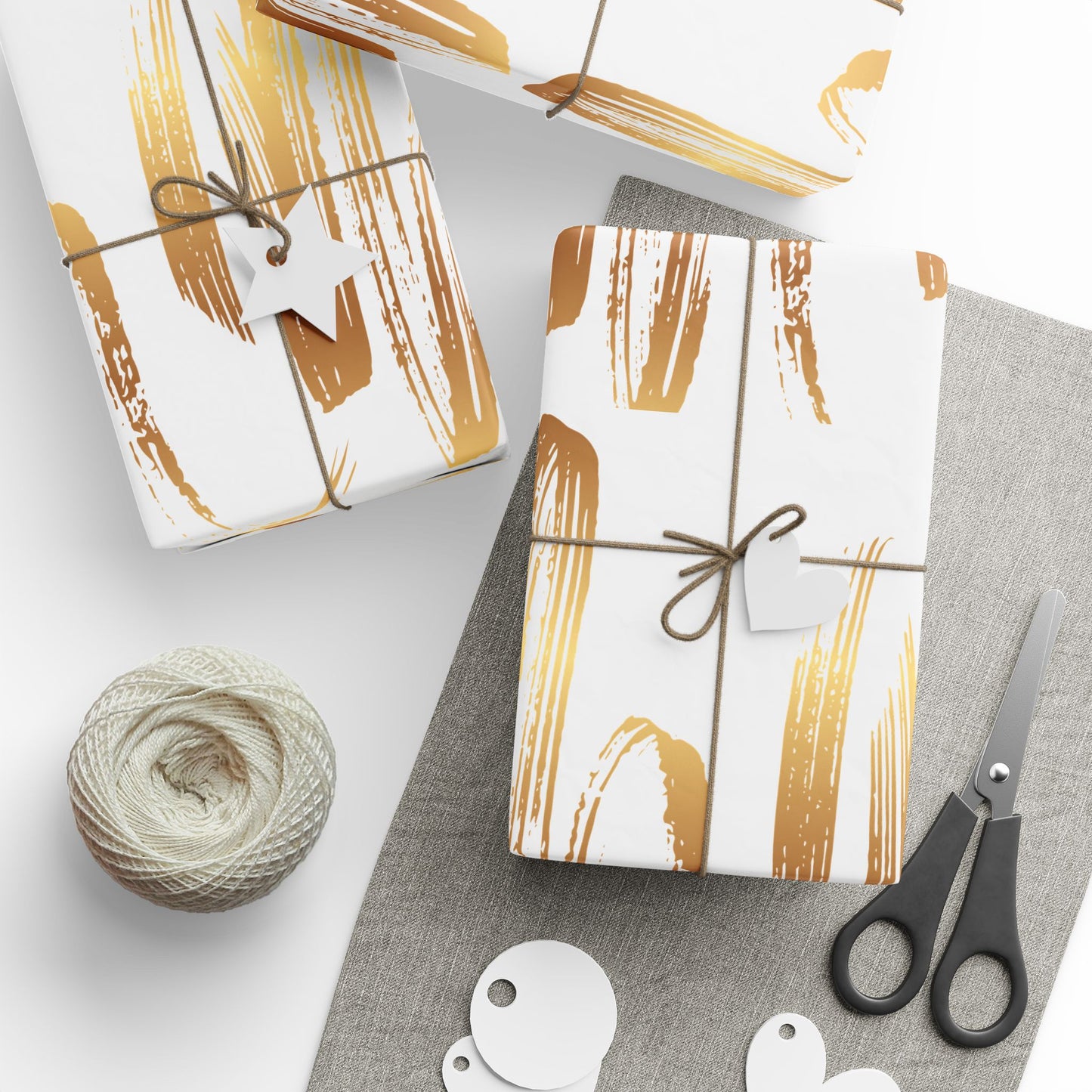Elegant Gold Brushstroke Wrapping Papers - Gift Wrap, Party Decoration, Holiday Present, Wedding Decor, Birthday Gift Wrap