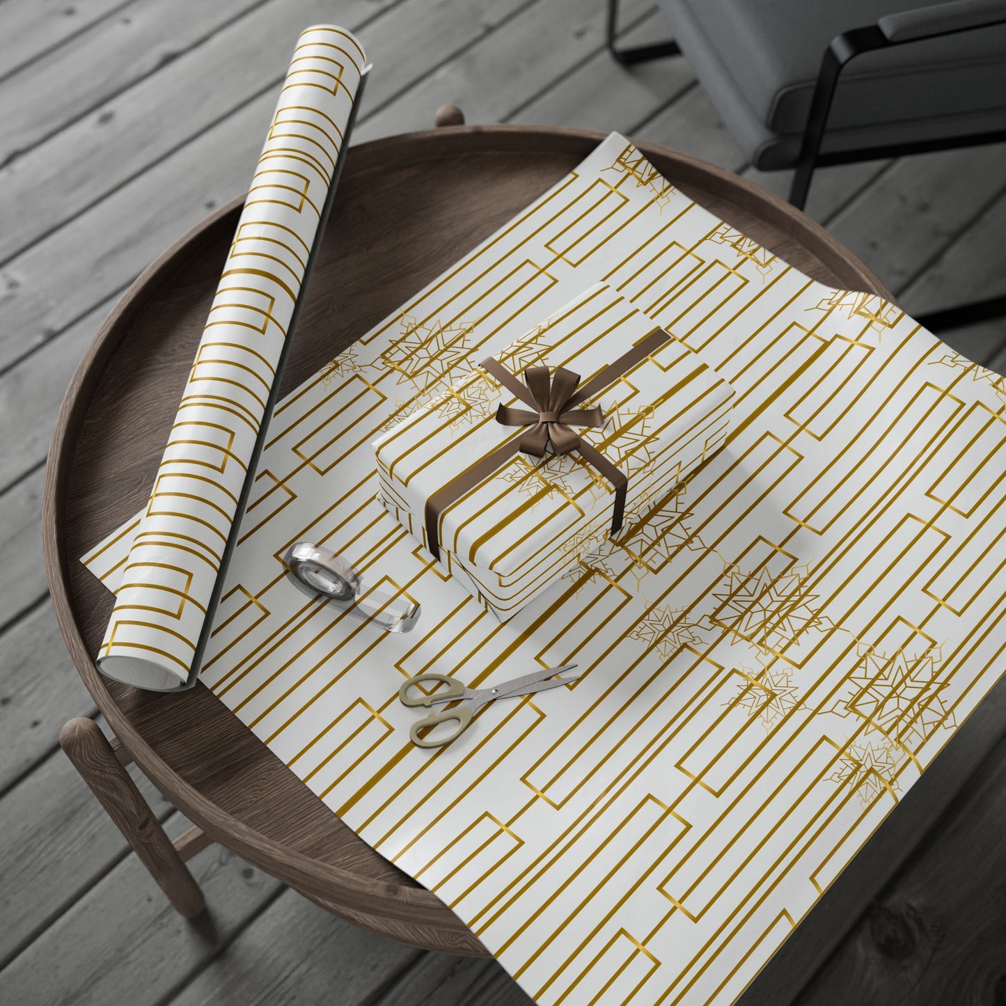 Elegant Gold-Patterned Wrapping Paper for Gifts, Holiday Wrap, Party Supplies, Eco-Friendly Gift Wrap, Stylish Present Decor