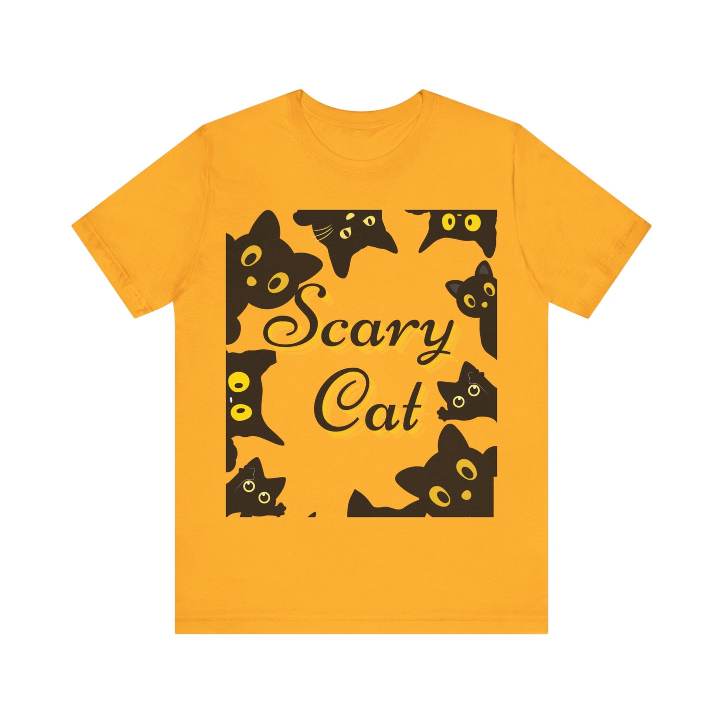 Scary Cat Halloween Tee, Unisex Short Sleeve Shirt, Cute Cat Graphic Tee, Spooky Animal Shirt, Perfect for Halloween Parties