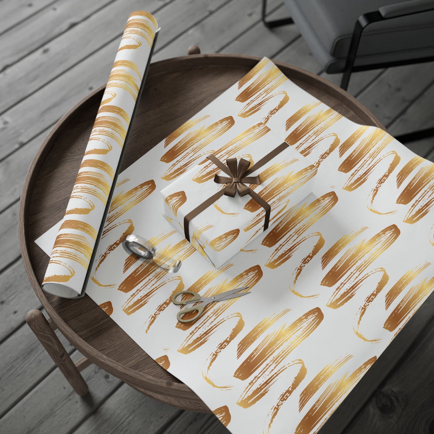 Elegant Gold Brushstroke Wrapping Papers - Gift Wrap, Party Decoration, Holiday Present, Wedding Decor, Birthday Gift Wrap