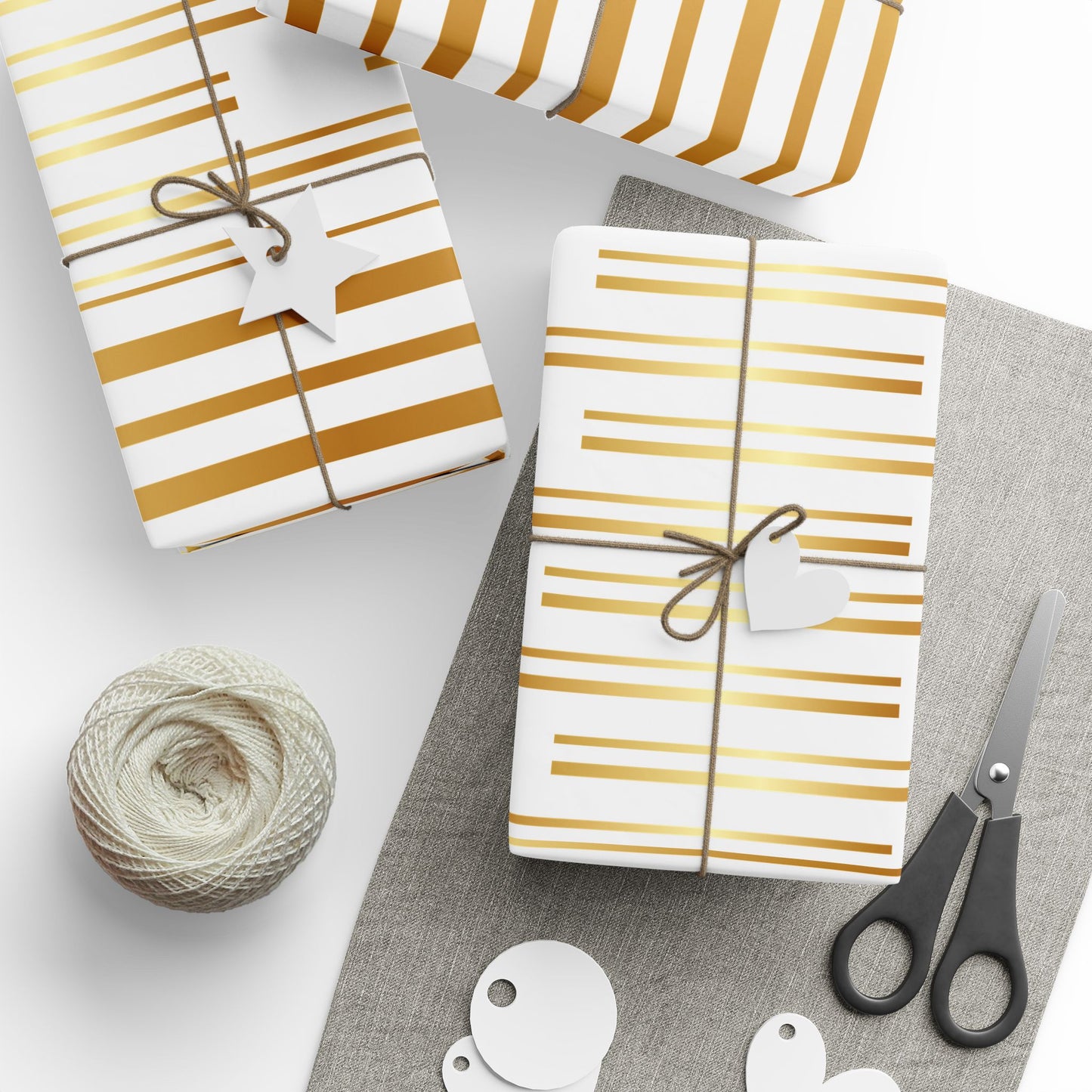 Elegant Gold Striped Wrapping Paper, Gift Wrap for Birthdays, Weddings, Holidays, Special Occasions, Crafting, Parties