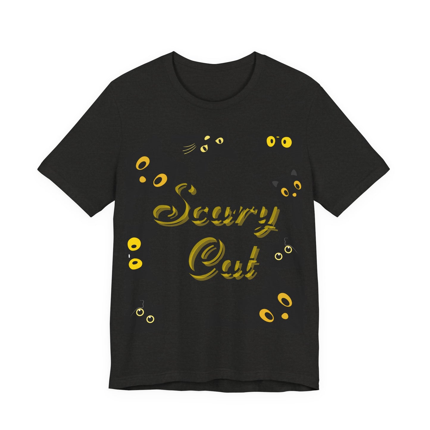 Scary Cat Halloween Tee, Unisex Short Sleeve Shirt, Cute Cat Graphic Tee, Spooky Animal Shirt, Perfect for Halloween Parties