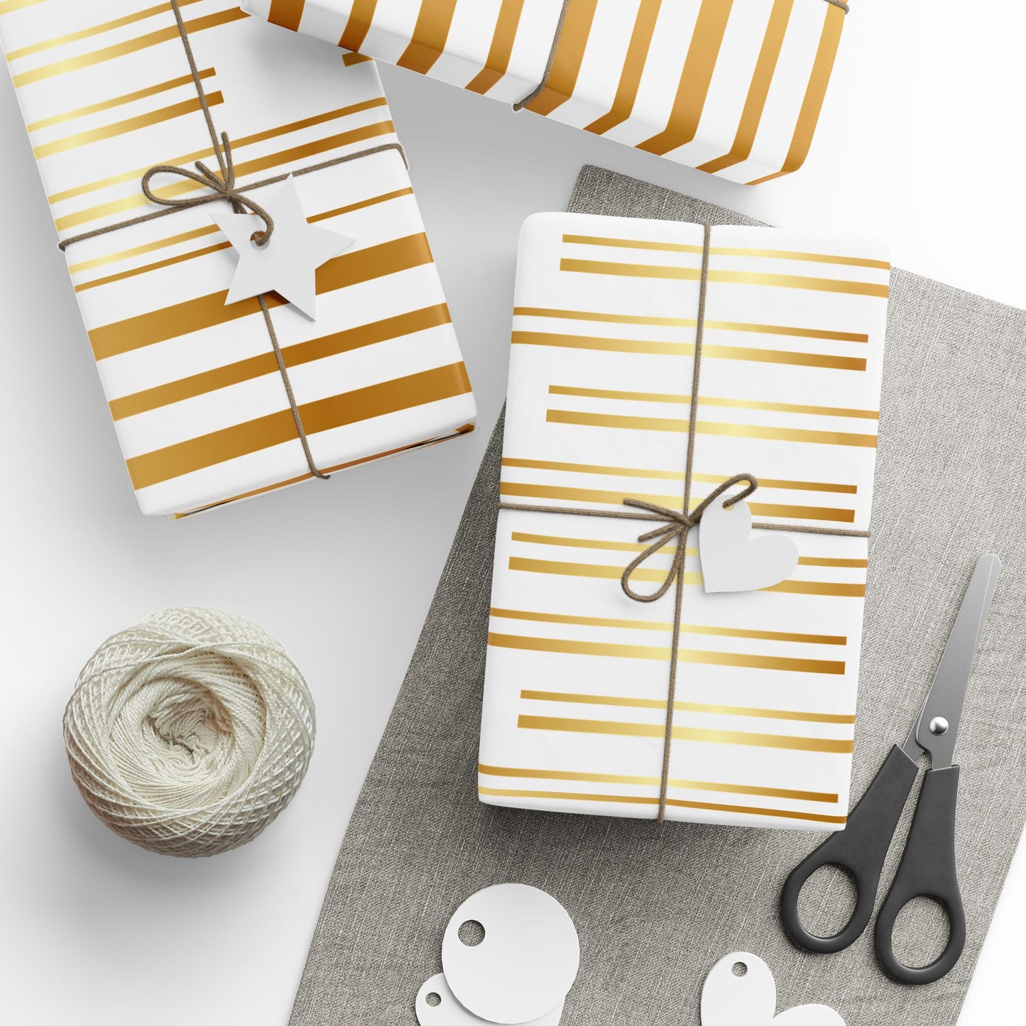 Elegant Gold Striped Wrapping Paper, Gift Wrap for Birthdays, Weddings, Holidays, Special Occasions, Crafting, Parties
