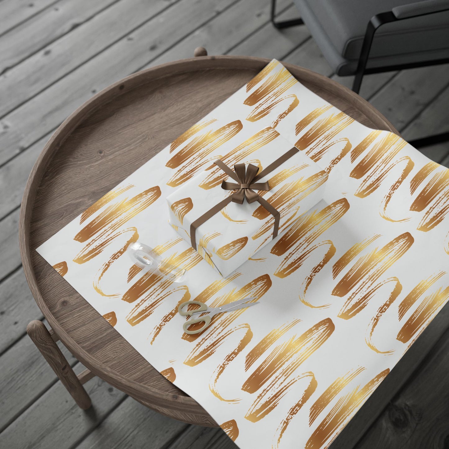 Elegant Gold Brushstroke Wrapping Papers - Gift Wrap, Party Decoration, Holiday Present, Wedding Decor, Birthday Gift Wrap