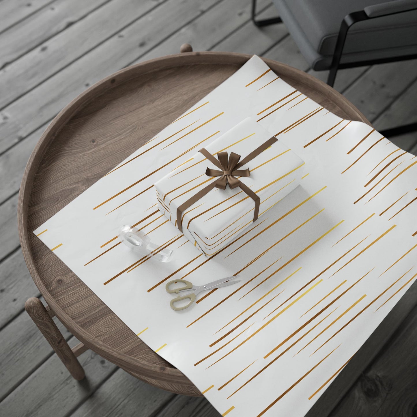 Elegant Gold Stripe Wrapping Paper | Gift Wrap for Holidays, Special Occasions, Christmas, Birthdays, Weddings, Perfect for Any Celebration