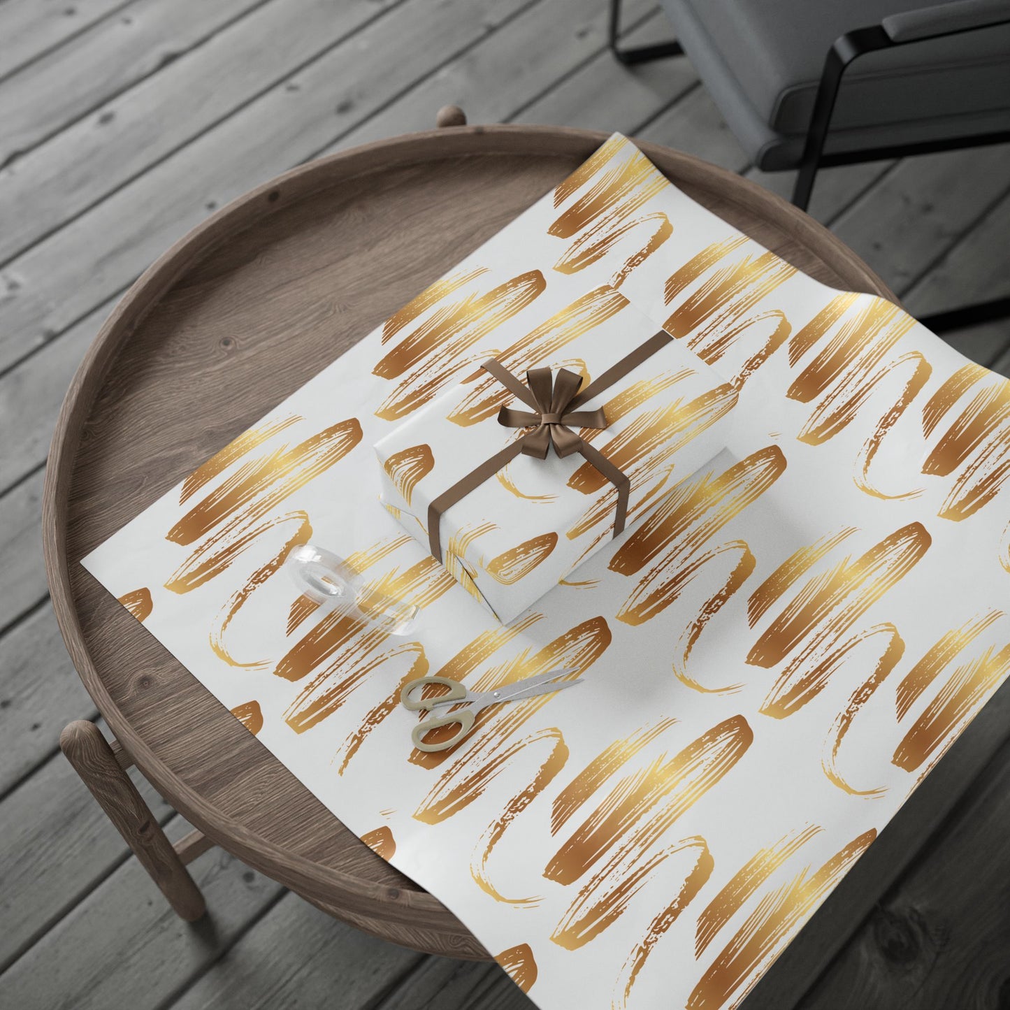 Elegant Gold Brushstroke Wrapping Papers - Gift Wrap, Party Decoration, Holiday Present, Wedding Decor, Birthday Gift Wrap