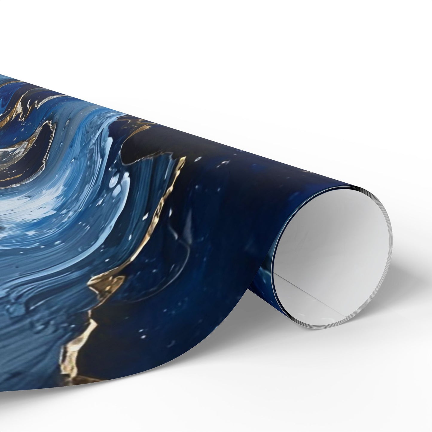 Elegant Abstract Wrapping Paper, Gift Wrap, Party Decor, Blue and Gold Design, Holiday Gift Giving, Eco-Friendly Wrapping