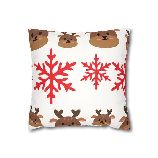 Winter Holiday Faux Suede Pillowcase, Cozy Home Decor, Seasonal Cushion Cover, Christmas Gift, Cute Reindeer Design