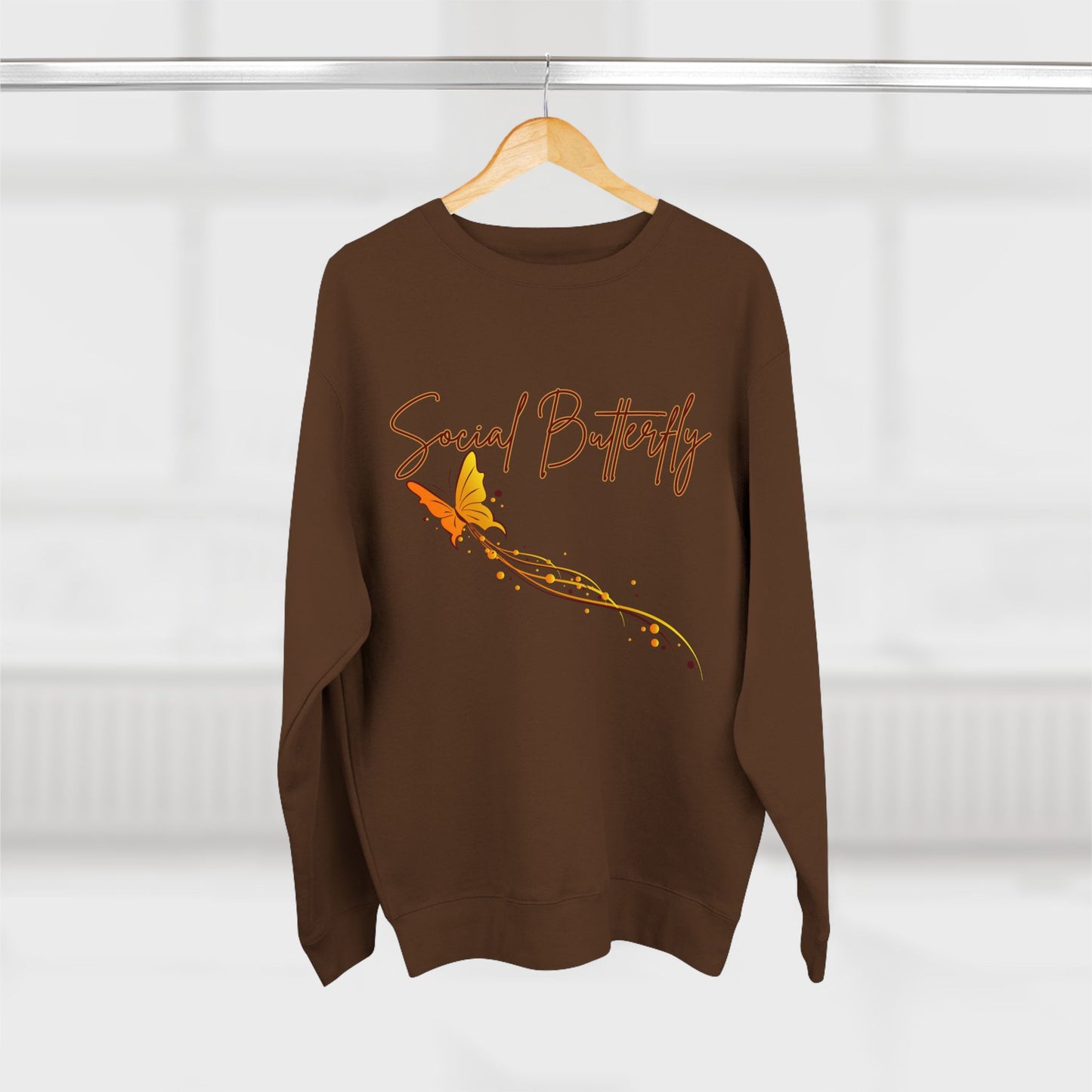 Social Butterfly Crewneck Sweatshirt | Cozy Fall Fashion, Gift for Friends, Casual Wear, Butterfly Design, Unisex Style
