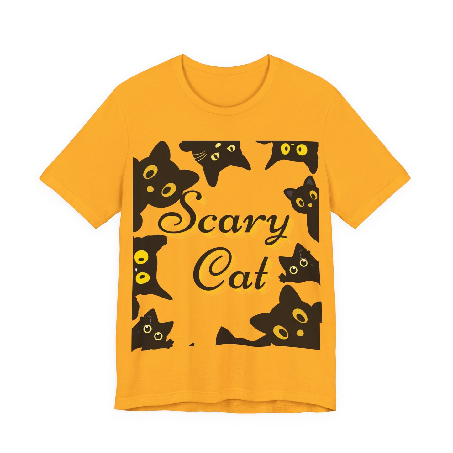 Scary Cat Halloween Tee, Unisex Short Sleeve Shirt, Cute Cat Graphic Tee, Spooky Animal Shirt, Perfect for Halloween Parties