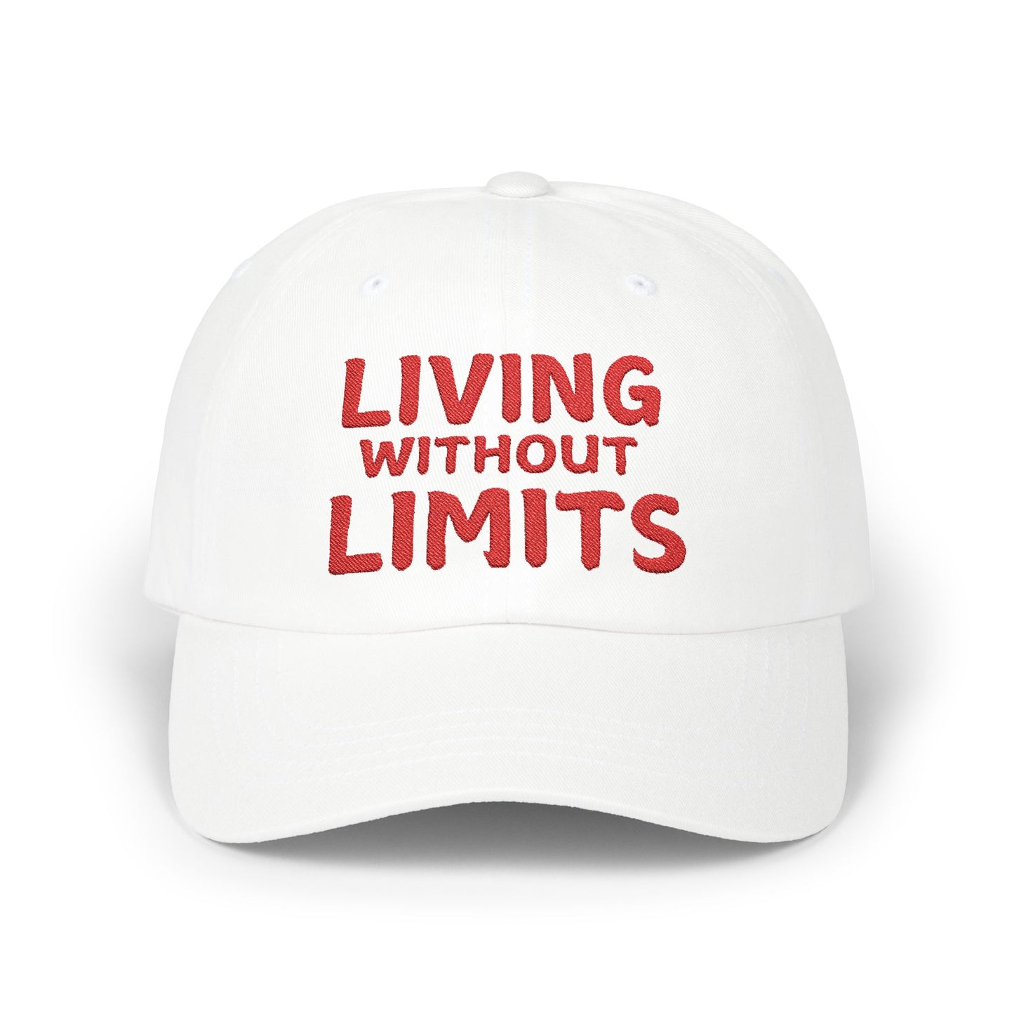Living Without Limits Classic Dad Cap - Inspirational White Hat for Everyday Wear