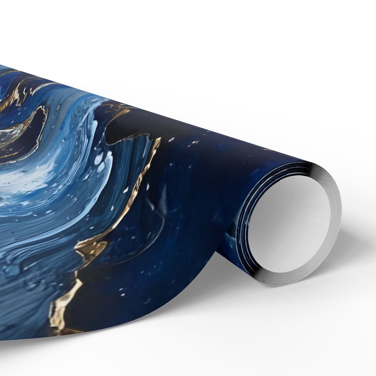 Elegant Abstract Wrapping Paper, Gift Wrap, Party Decor, Blue and Gold Design, Holiday Gift Giving, Eco-Friendly Wrapping