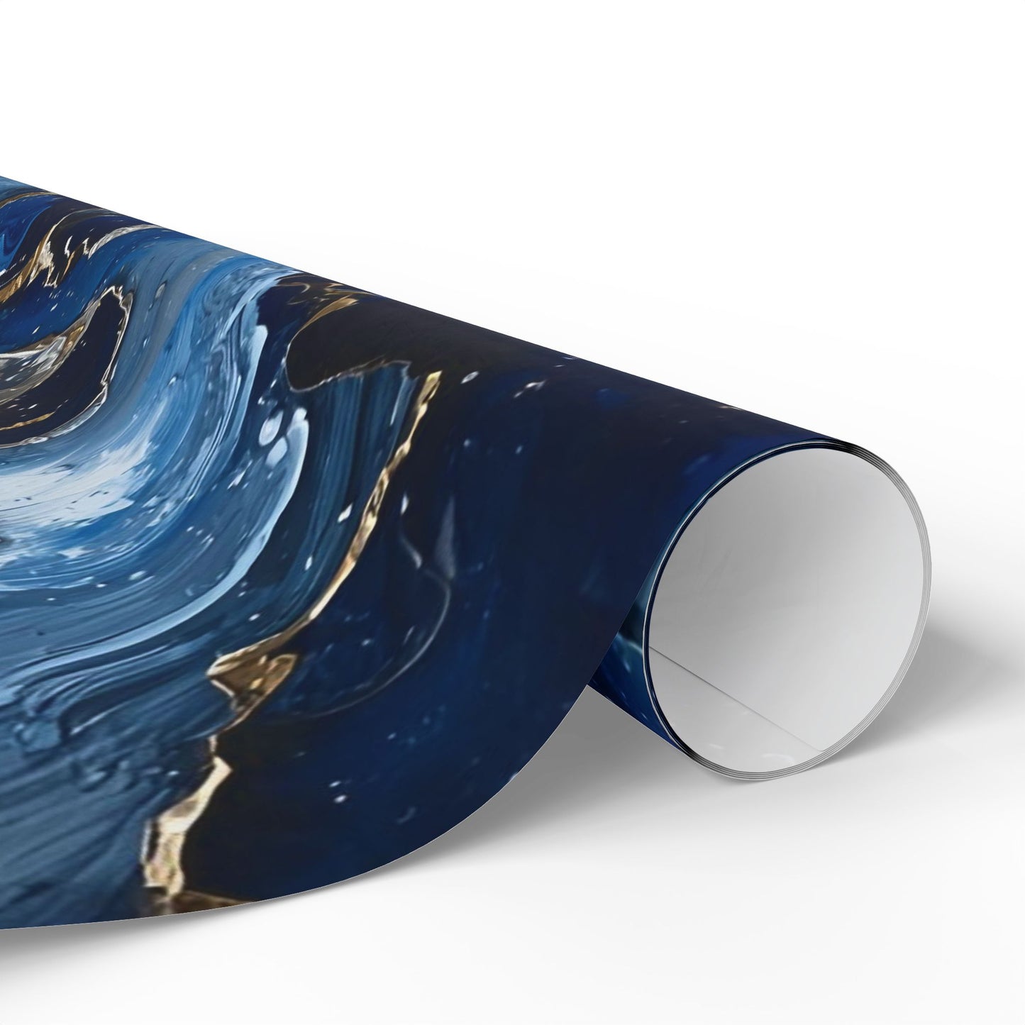 Elegant Abstract Wrapping Paper, Gift Wrap, Party Decor, Blue and Gold Design, Holiday Gift Giving, Eco-Friendly Wrapping
