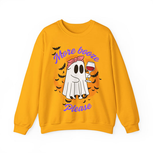 Ghostly Booze Crewneck Sweatshirt | Fun Halloween Apparel, Cozy Unisex Sweater, Fall Fashion, Cute Gift Idea