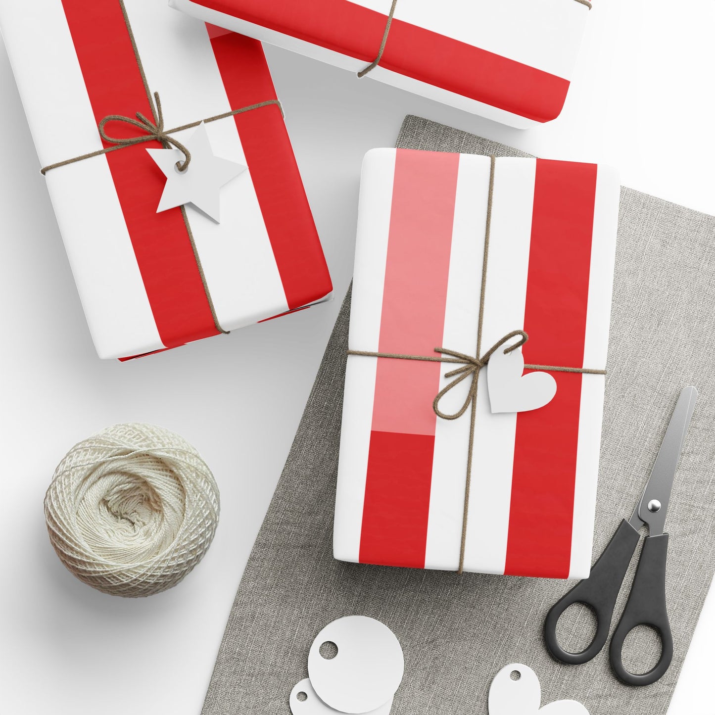 Festive Wrapping Paper, Gift Wrap for Holidays, Christmas, Birthdays, Special Occasions, Red and White Stripes