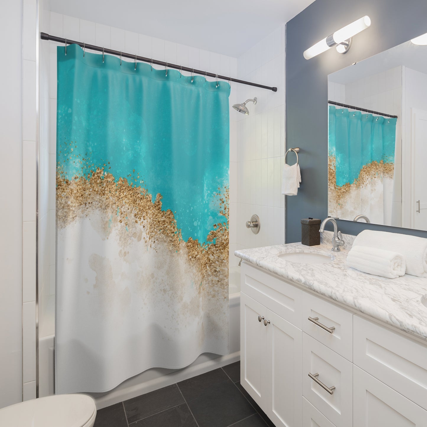 Coastal Vibes Shower Curtain | Beach Decor, Bathroom Accessory, Nautical Theme, Ocean Inspired, Summer Home Decor