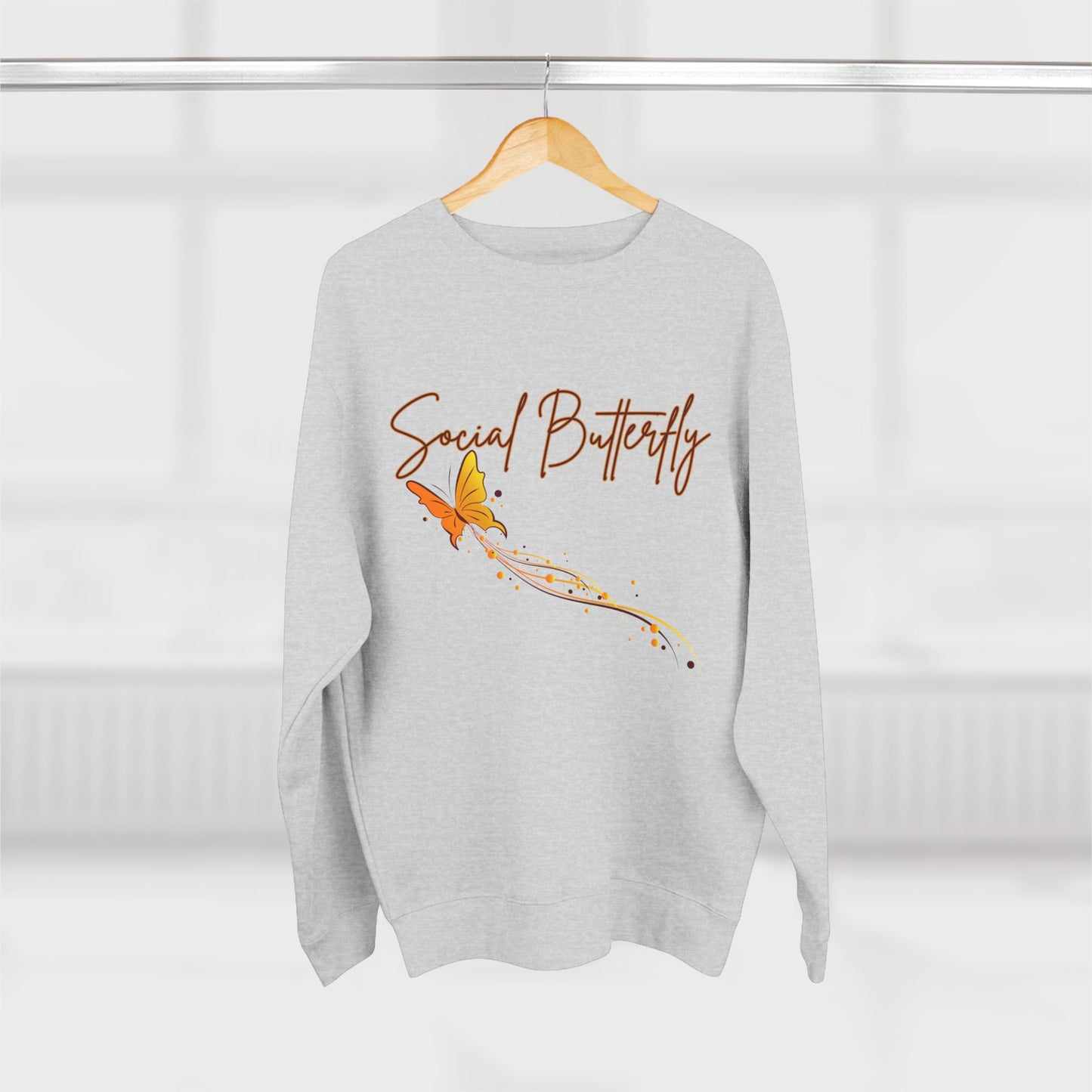 Social Butterfly Crewneck Sweatshirt | Cozy Fall Fashion, Gift for Friends, Casual Wear, Butterfly Design, Unisex Style