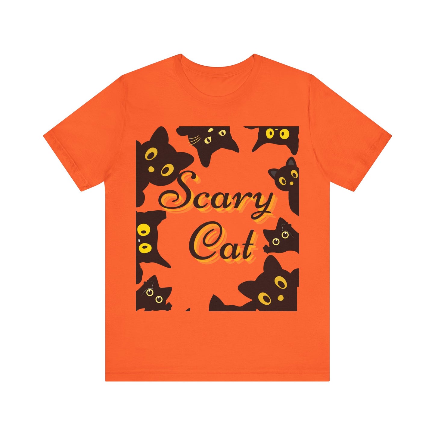 Scary Cat Halloween Tee, Unisex Short Sleeve Shirt, Cute Cat Graphic Tee, Spooky Animal Shirt, Perfect for Halloween Parties