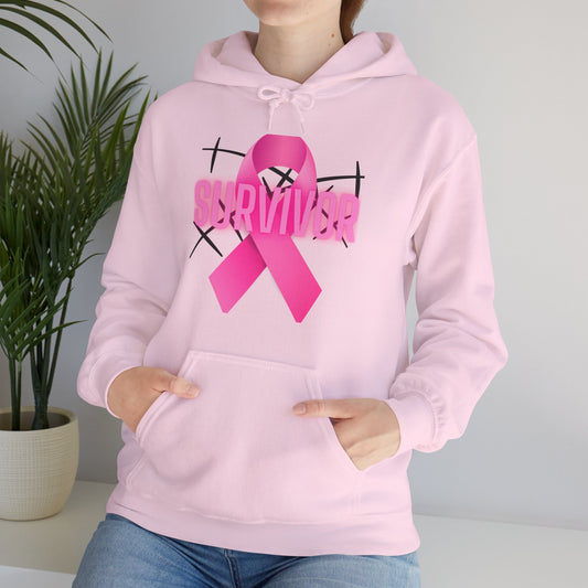 Pink Ribbon Survivor Hoodie for Empowerment, Cancer Awareness, Unisex Sweatshirt, Supportive Gift, October Events, Comfortable Layering