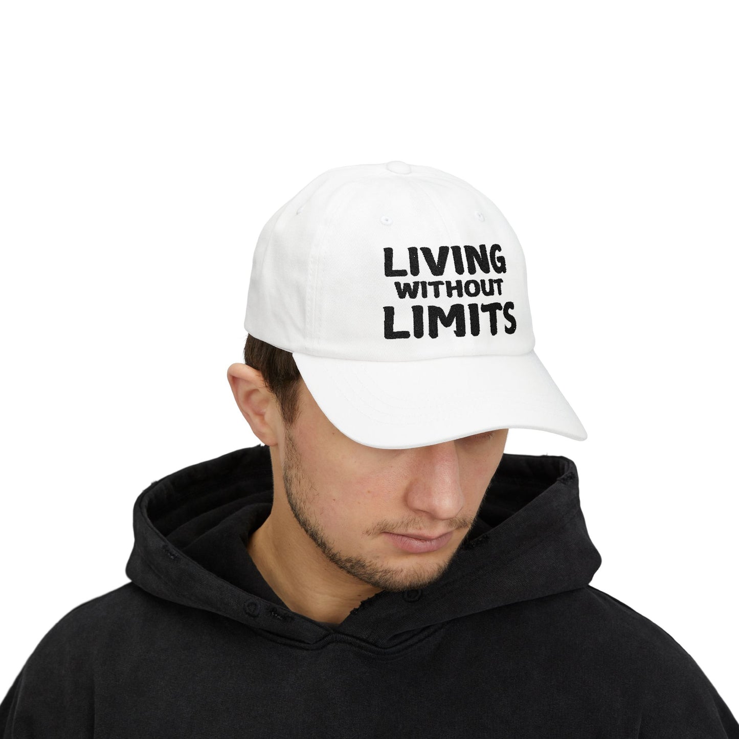 Living Without Limits Classic Dad Cap - Motivational White Baseball Hat