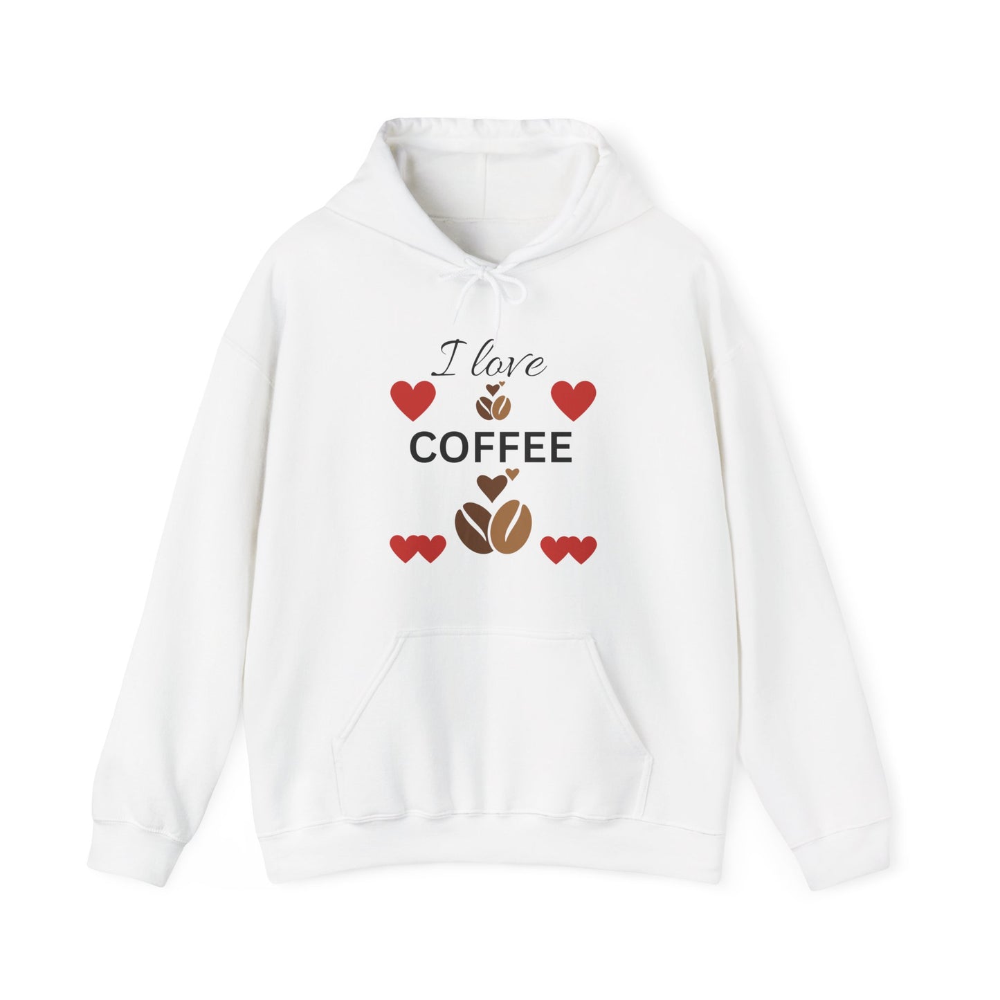 I Love Coffee Hooded Sweatshirt, Cozy Coffee Lover Hoodie, Gift for Coffee Enthusiast, Perfect for Cafes, Unique Drinkware Apparel