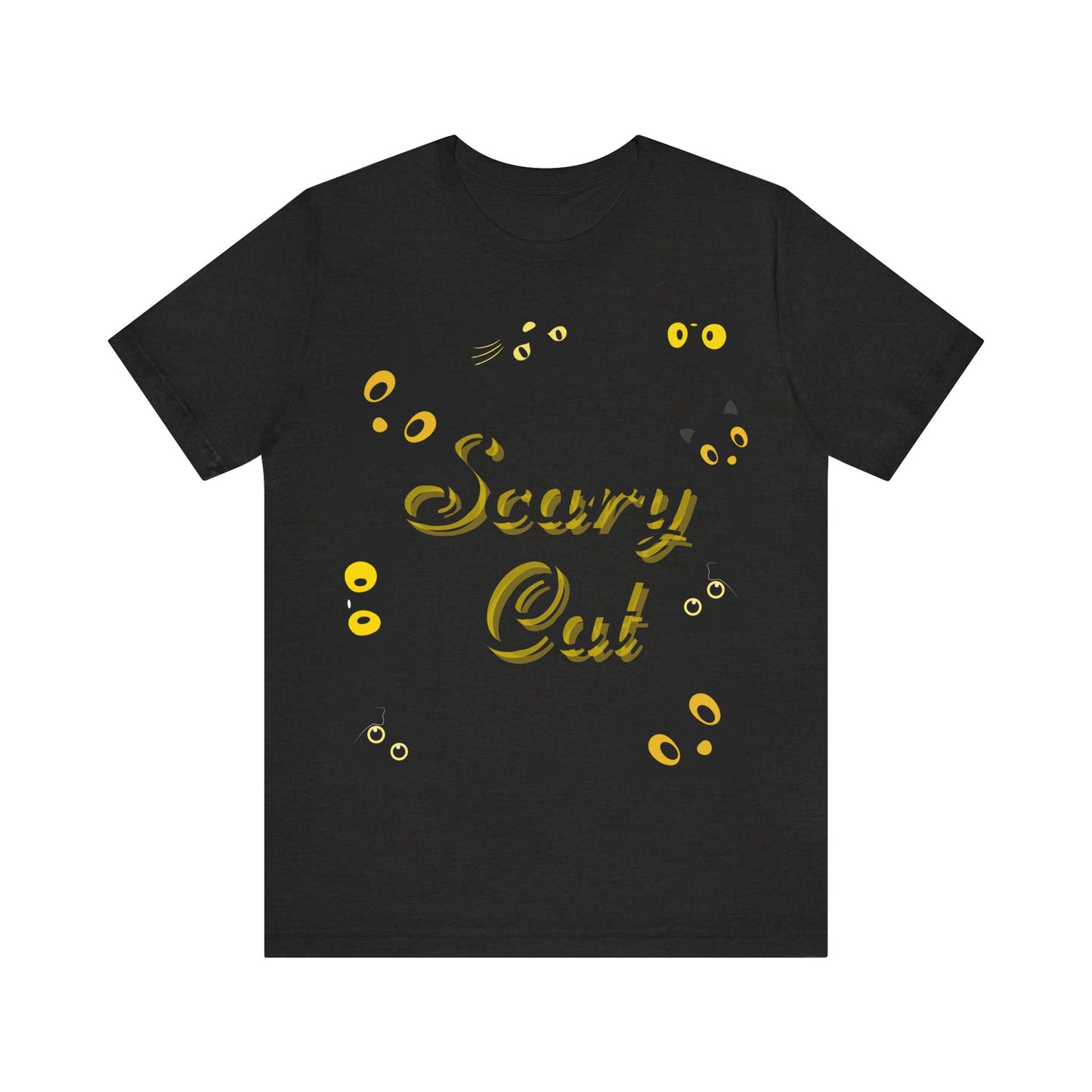 Scary Cat Halloween Tee, Unisex Short Sleeve Shirt, Cute Cat Graphic Tee, Spooky Animal Shirt, Perfect for Halloween Parties