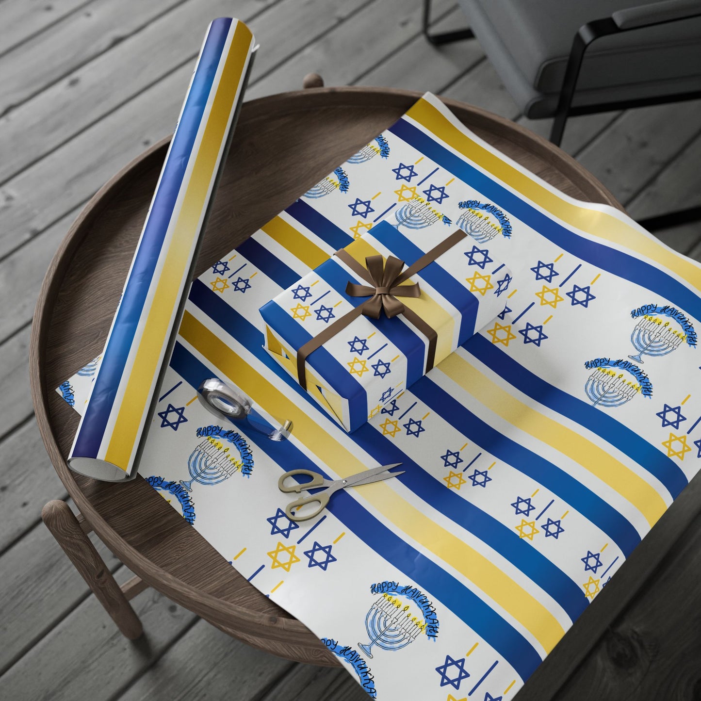 Hanukkah Wrapping Papers, Festive Gift Wrap for Jewish Celebrations, Menorah and Star of David Design, Holiday Gift Wrap, Eco-Friendly Paper