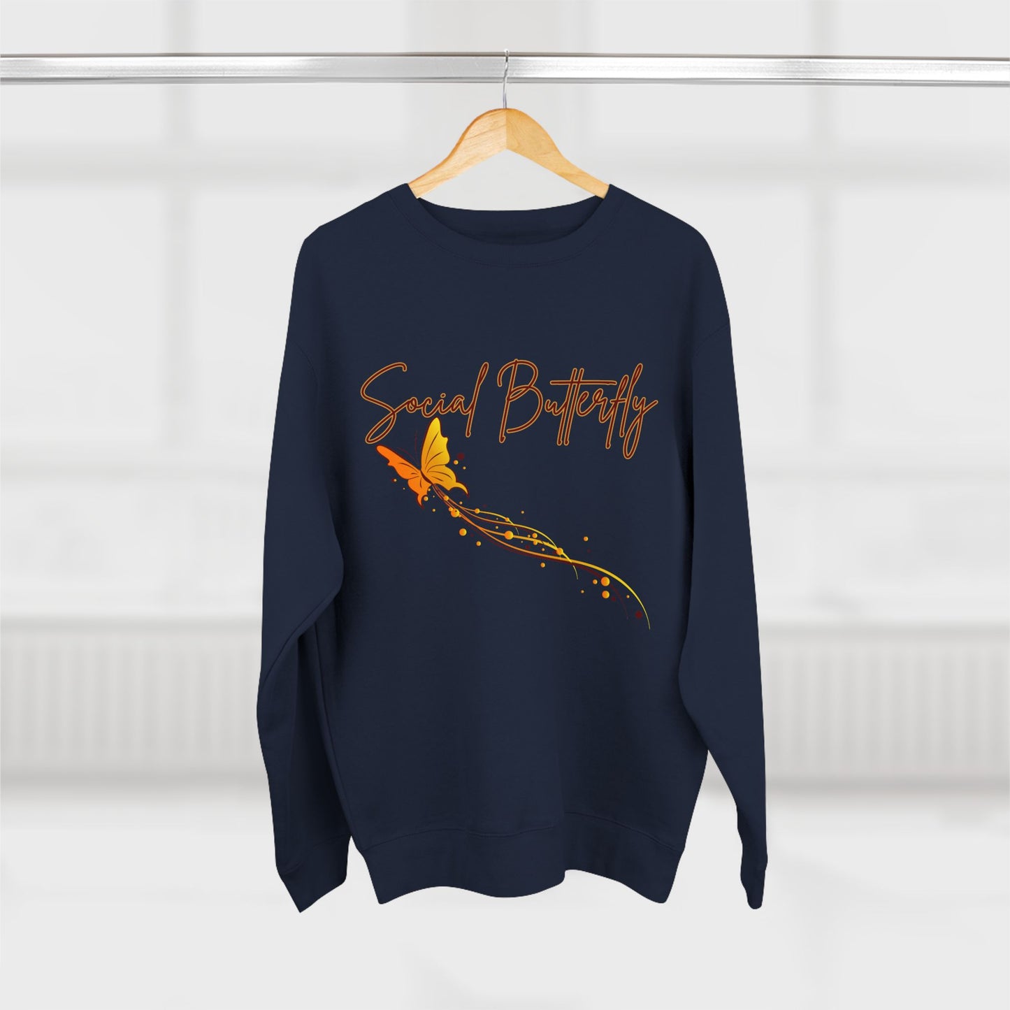 Social Butterfly Crewneck Sweatshirt | Cozy Fall Fashion, Gift for Friends, Casual Wear, Butterfly Design, Unisex Style