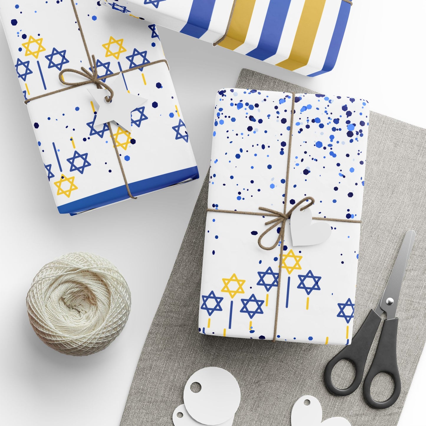 Elegant Floral Wrapping Paper, Gift Wrap for Weddings, Birthdays, Holidays, Blue and Gold Designs, Ideal for Special Occasions