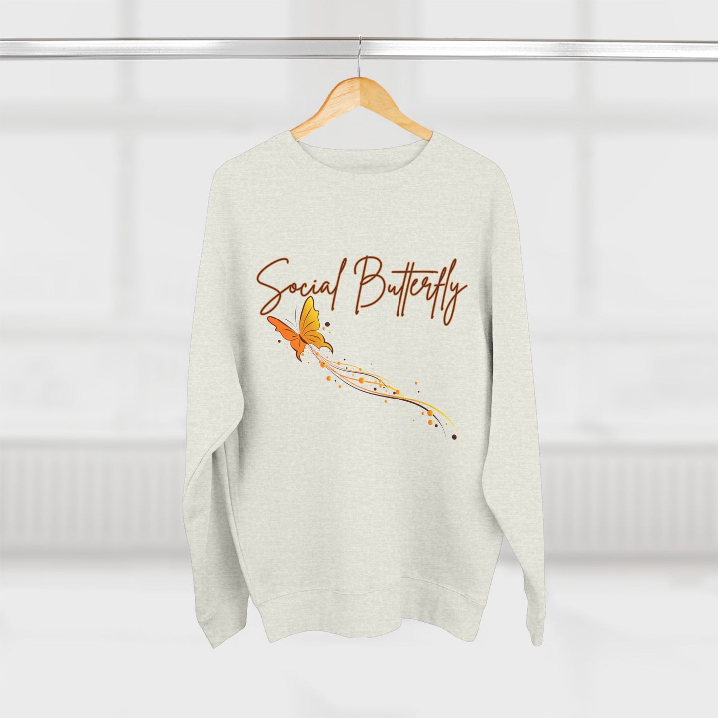 Social Butterfly Crewneck Sweatshirt | Cozy Fall Fashion, Gift for Friends, Casual Wear, Butterfly Design, Unisex Style