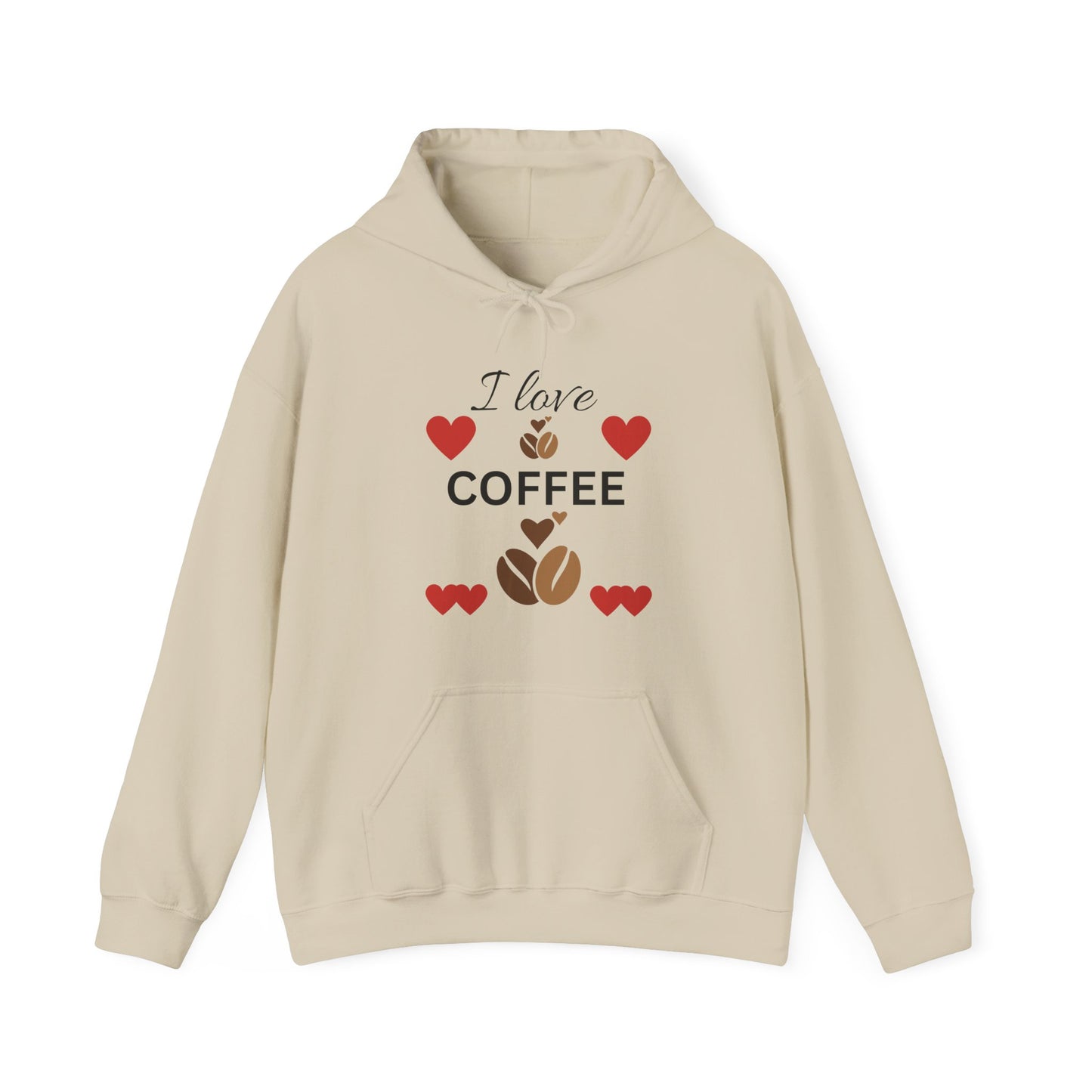 I Love Coffee Hooded Sweatshirt, Cozy Coffee Lover Hoodie, Gift for Coffee Enthusiast, Perfect for Cafes, Unique Drinkware Apparel