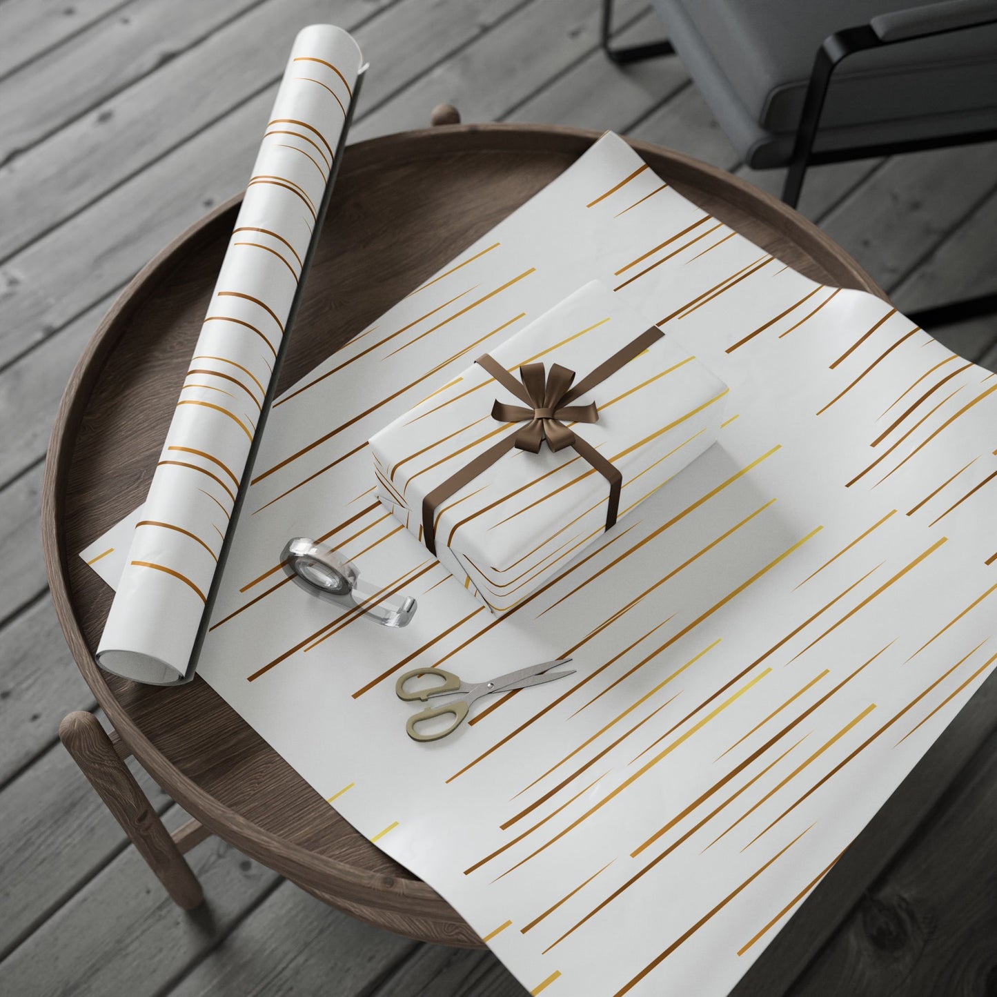 Elegant Gold Stripe Wrapping Paper | Gift Wrap for Holidays, Special Occasions, Christmas, Birthdays, Weddings, Perfect for Any Celebration
