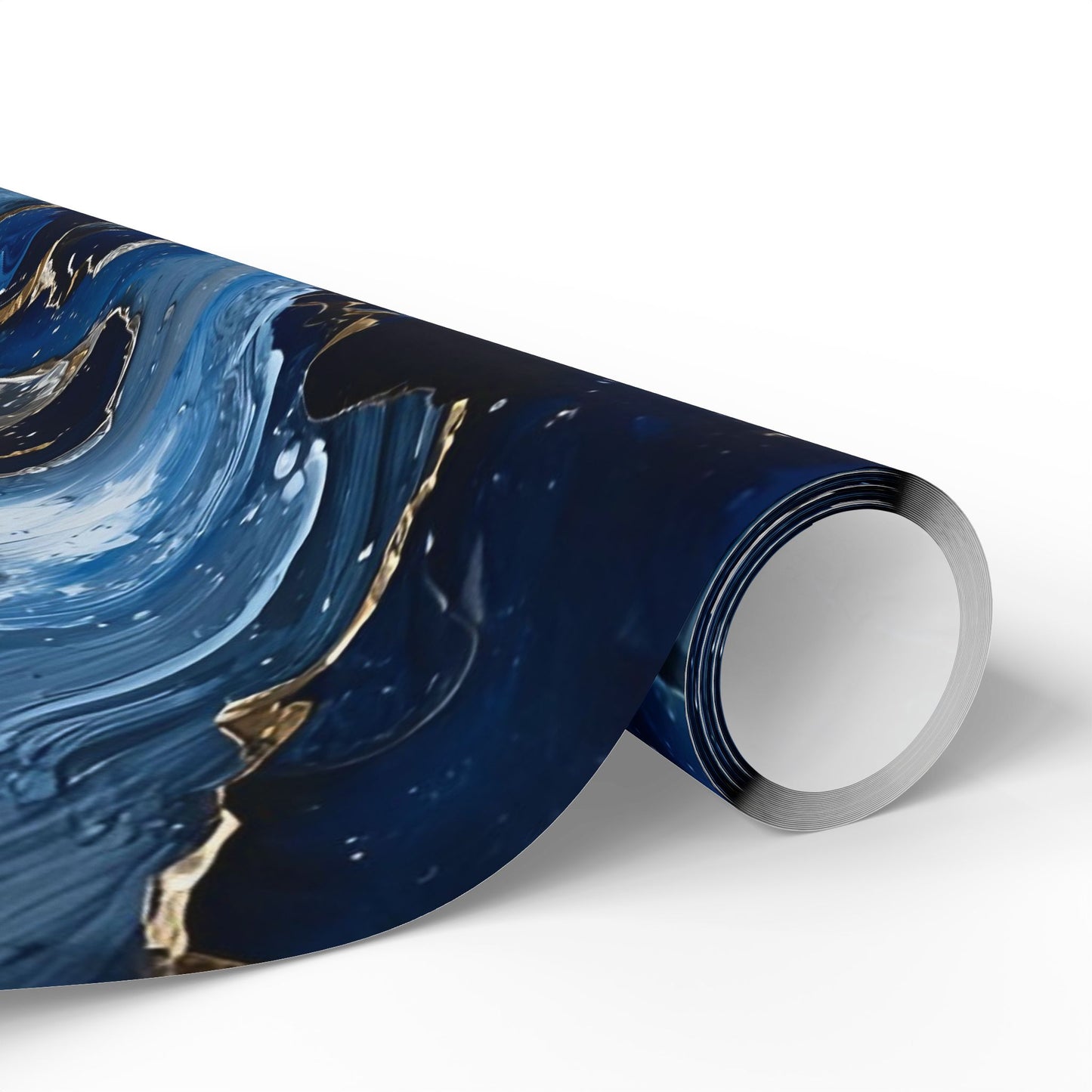Elegant Abstract Wrapping Paper, Gift Wrap, Party Decor, Blue and Gold Design, Holiday Gift Giving, Eco-Friendly Wrapping