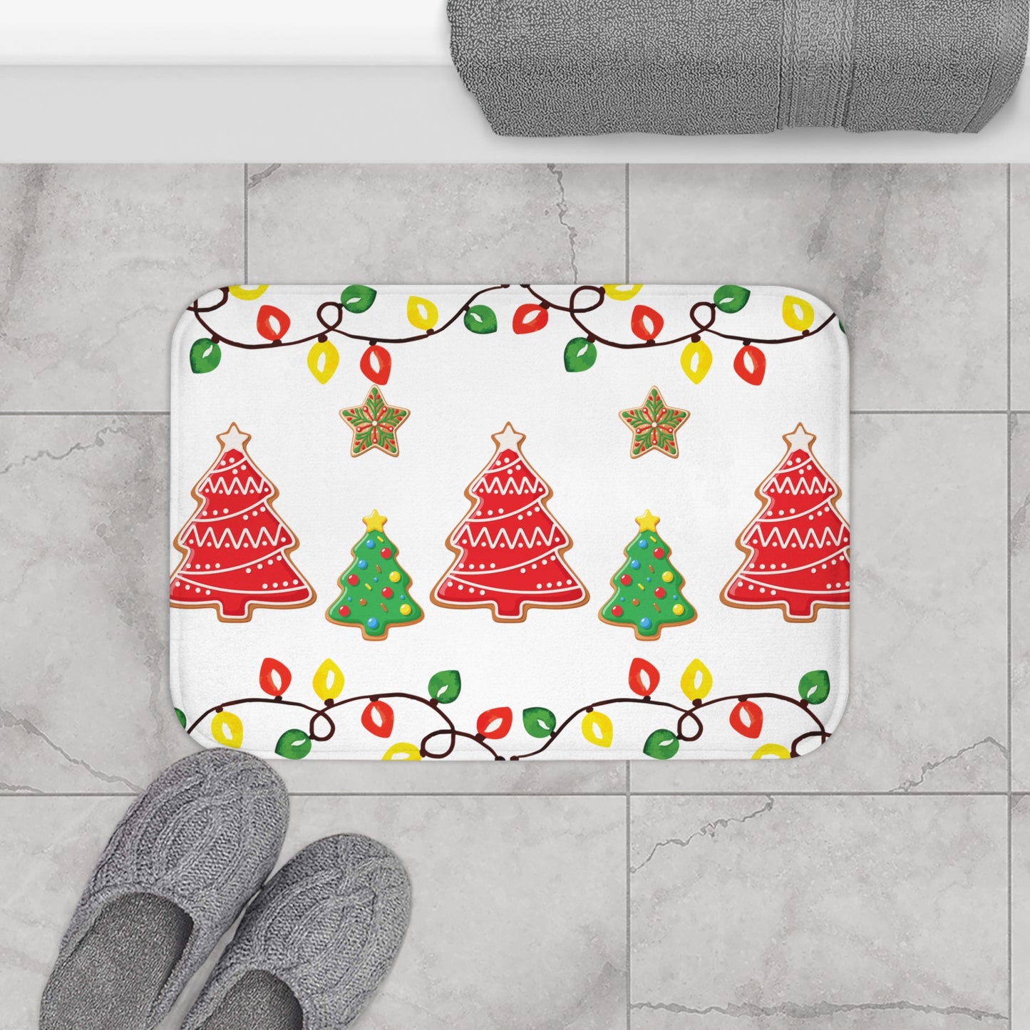 Festive Holiday Bath Mat, Christmas Decor, Cozy Holiday Vibes, Bathroom Accessory, Gift for Him/Her