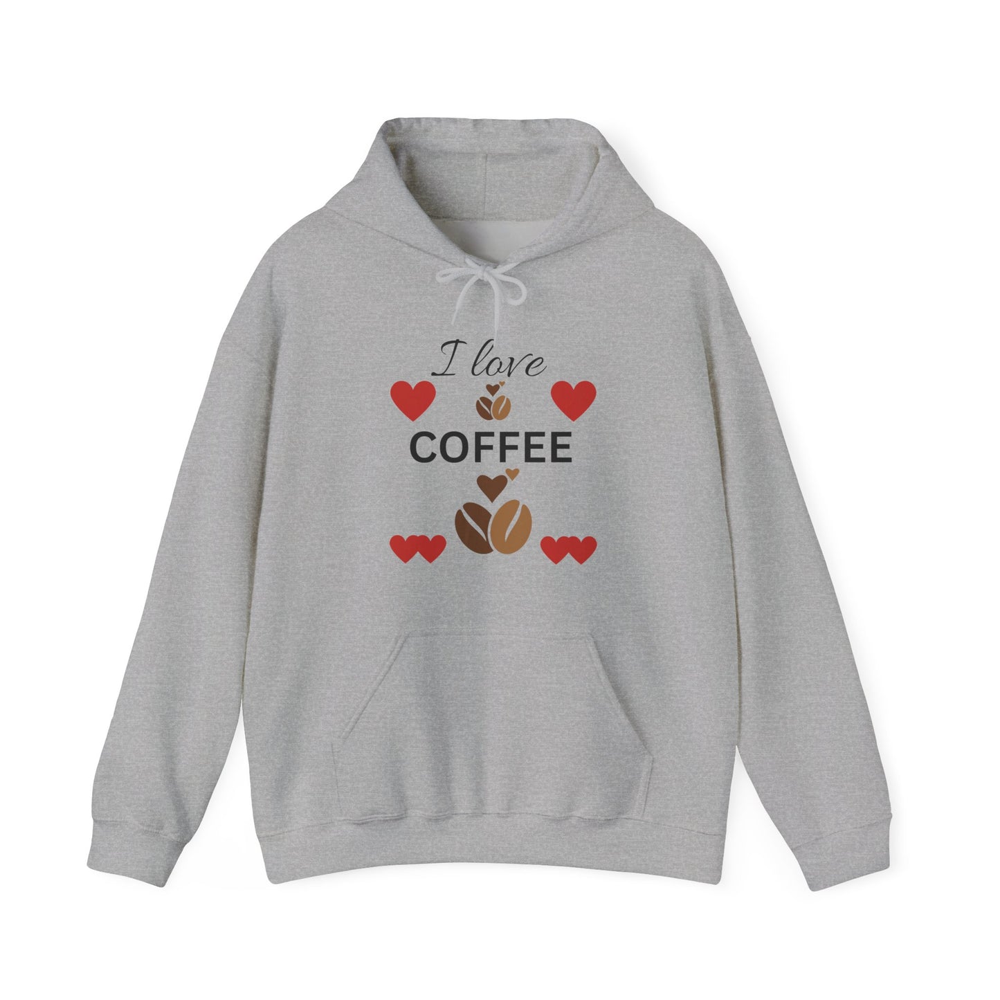 I Love Coffee Hooded Sweatshirt, Cozy Coffee Lover Hoodie, Gift for Coffee Enthusiast, Perfect for Cafes, Unique Drinkware Apparel