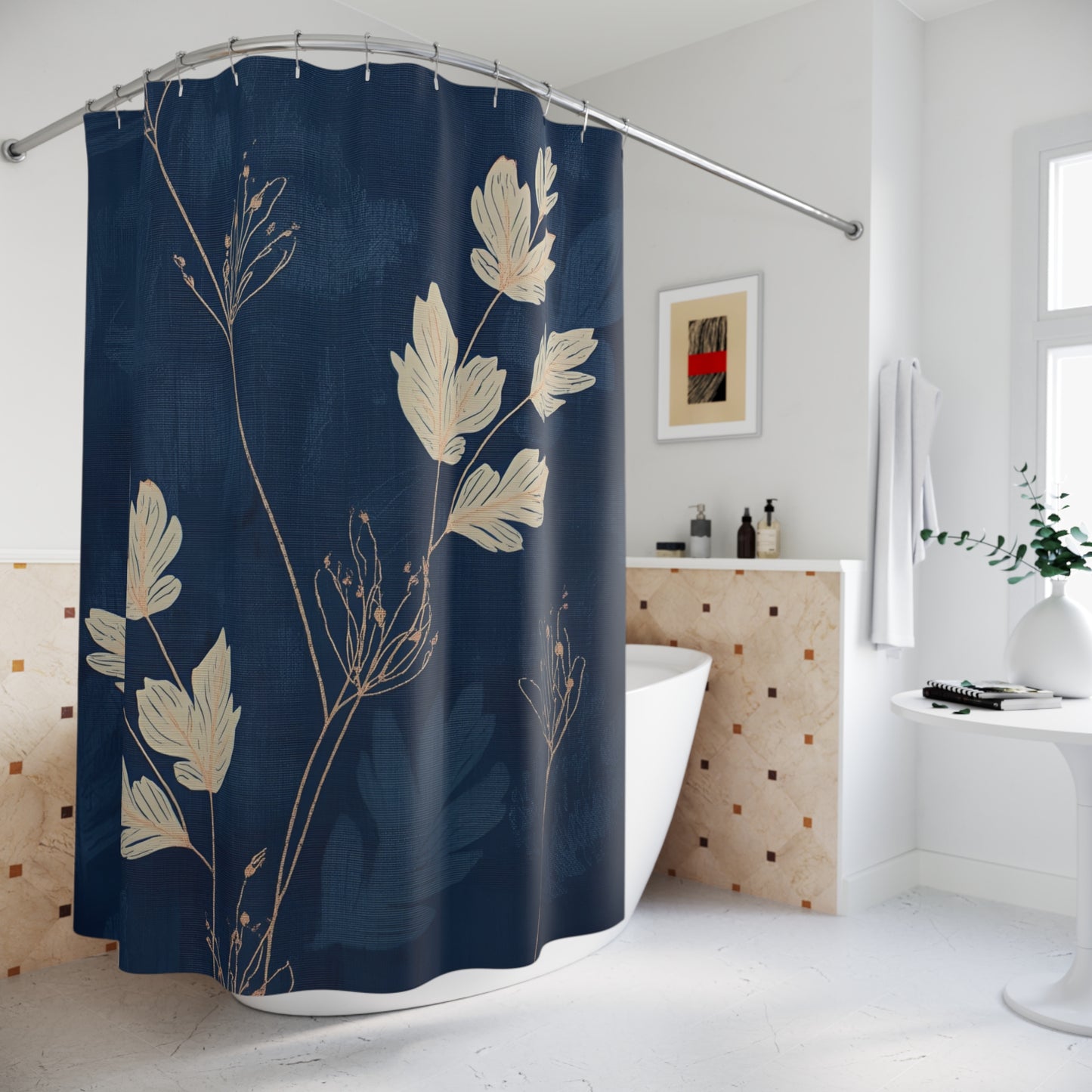 Elegant Floral Shower Curtain, Bohemian Bathroom Decor, Modern Home Accessories, Gift for Her, Nature-Inspired Bathroom