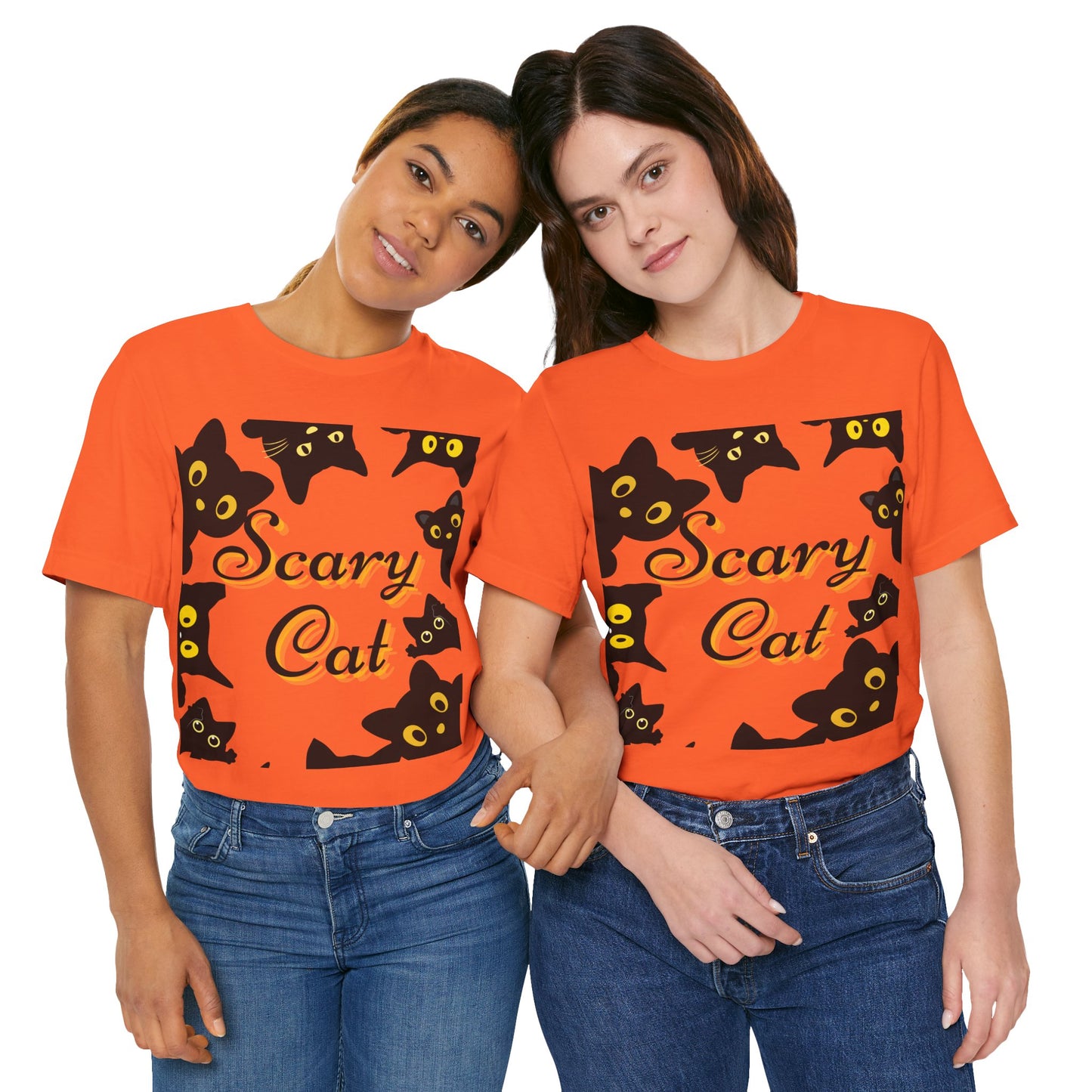 Scary Cat Halloween Tee, Unisex Short Sleeve Shirt, Cute Cat Graphic Tee, Spooky Animal Shirt, Perfect for Halloween Parties