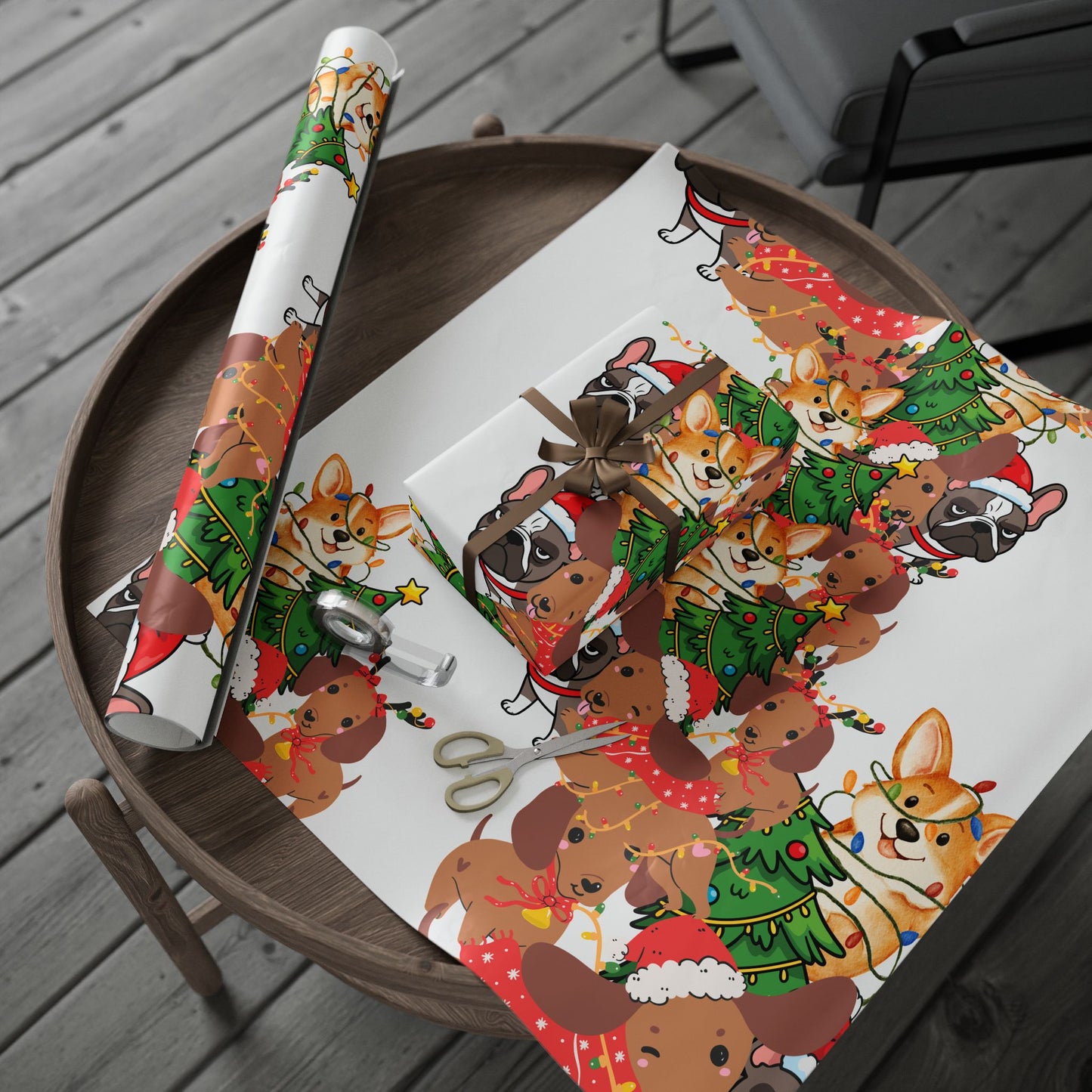 Festive Pet Wrapping Paper, Holiday Gift Wrap, Cute Dog Christmas Wrap, Unique Puppy Wrapping, Animal Print Gift Cover