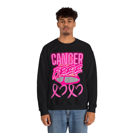 Cancer Free Sweatshirt | Unisex Heavy Blend Crewneck | Pink Ribbon Awareness, Gift for Survivors, Everyday Comfort, Inspirational Apparel
