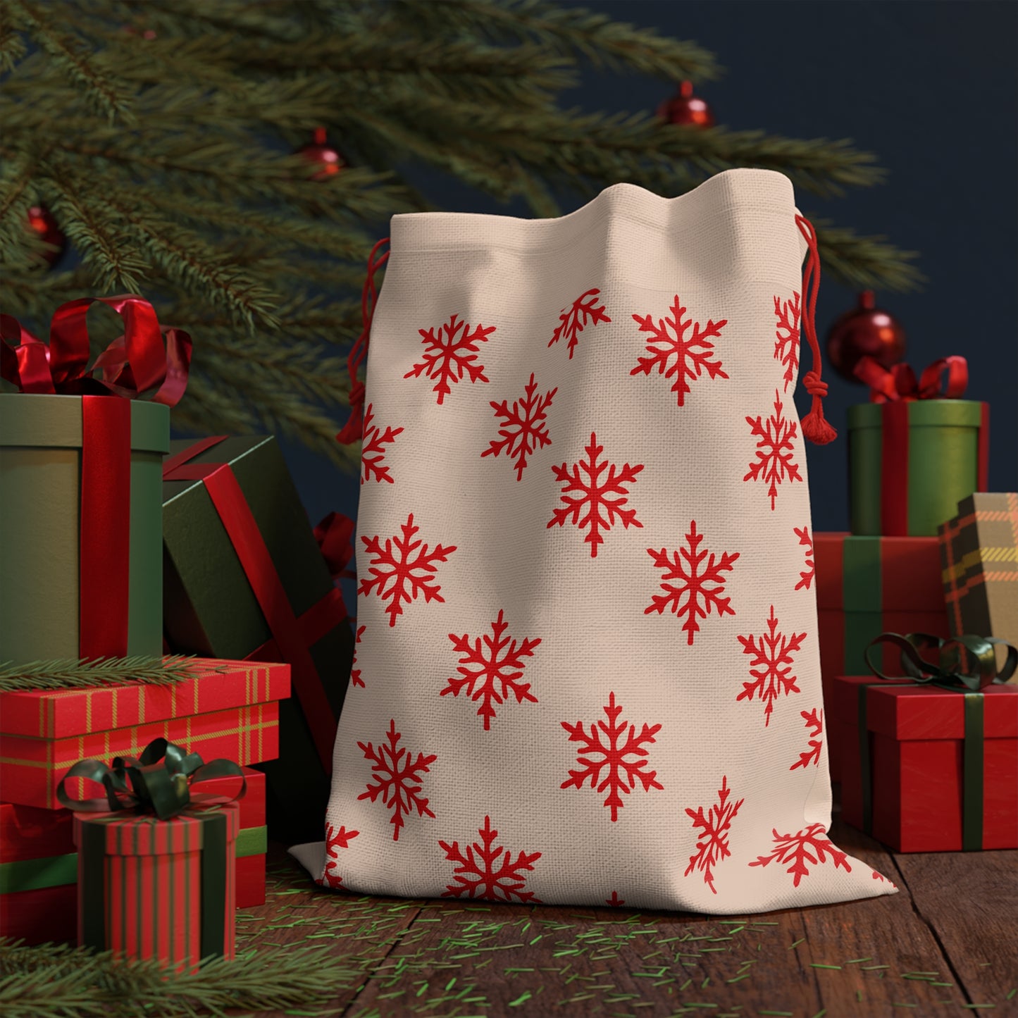 Snowflake Gift Bag, Holiday Present Pouch, Seasonal Bag for Christmas, Festive Wrap, Cute Drawstring Bag